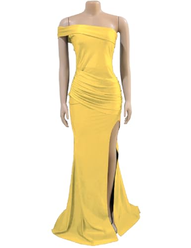 Image of Womens Off Shoulder Sexy V Neck High Split Long Maxi Dress, Formal Cocktail Party Evening Gown Mermaid Dress