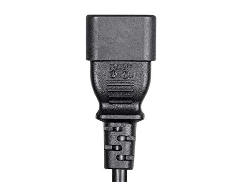 Image of Monoprice Extension Cord - IEC 60320 C14 to IEC 60320 C13, 13 Amp, 1625 Watt, 3-Prong, 16AWG, 2 Feet, Black- Pack of 1