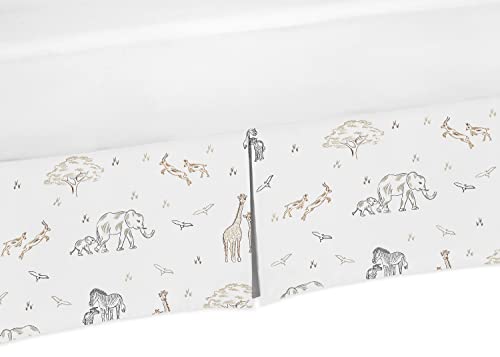Sweet Jojo Designs Jungle Safari Animals Boy Girl Baby Crib Bed Skirt Nursery Dust Ruffle Brown Beige Taupe Black And White Gender Neutral Animal Elephant Giraffe Wildlife Adventure Zebra Serengeti #TOP21