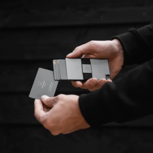 Image of Ekster Aluminum Cardholder Wallet for Men | Metal Wallets with RFID Blocking Layer | Slim & Minimalist Aluminum Wallet with Push Button for Quick Card Access (Graphite)