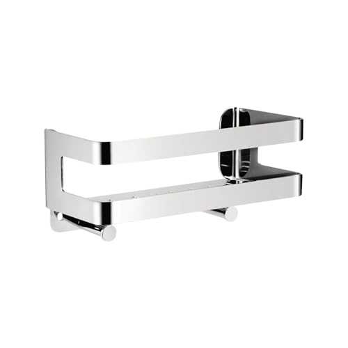 RYing Mensola Doccia in SUS304 Acciaio Inox,Portaoggetti Doccia Design Minimalista,Mensole Bagno con 2 Ganci,Organizza i Prodotti da Bagno e Cucina,Cromo (20cm)