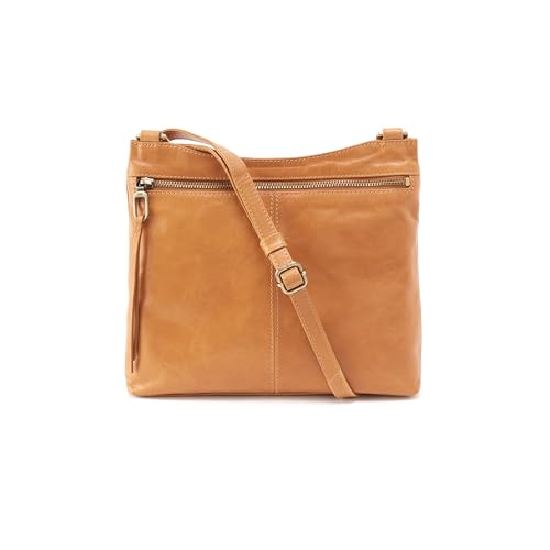 HOBO Cambel Leather Crossbody Handbag with Zip Closure for Security and Adjustable Strap - a Traveling Essential, Natural