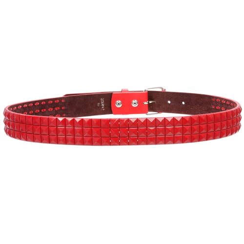 Snap On Solid Color Punk Rock Star Pyramid Studded Checker Board Leather Belt4
