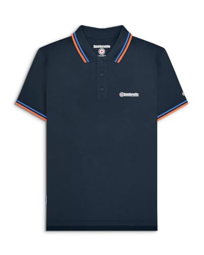 Lambretta Mens Tipped Polo Shirts (UK, Alpha, XXL, Regular, Regular, Navy/Blue/Pumpkin)