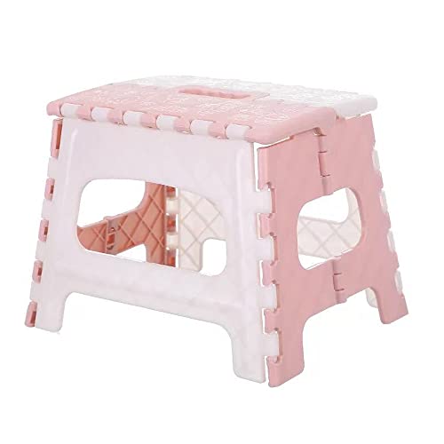 Winkinlin Marchepied pliable en plastique avec poignée de transport, léger, antidérapant, pour cuisine, salle de bain, jardin, extérieur (rose, taille unique) Cover
