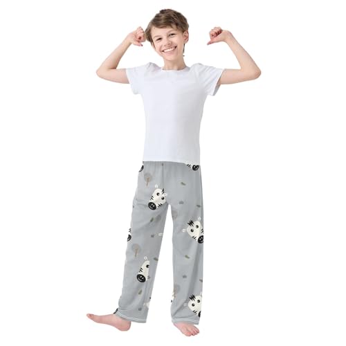 Zebra Cartoon Boys Pants Boys Athletic Pants Long Pant for Boywith Pockets Wide-Leg Size 6-14Y3