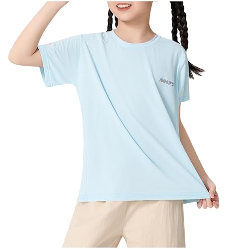Girls Summer Tops Quick Dry Lightweight Workout Short Sleeve Kids Unisex Mesh Ice Silk Breathable Athletic T Shirt