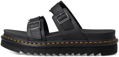 Dr. Martens Unisex-Adult Myles Buckle Slide Sandal, Black, 9 Women