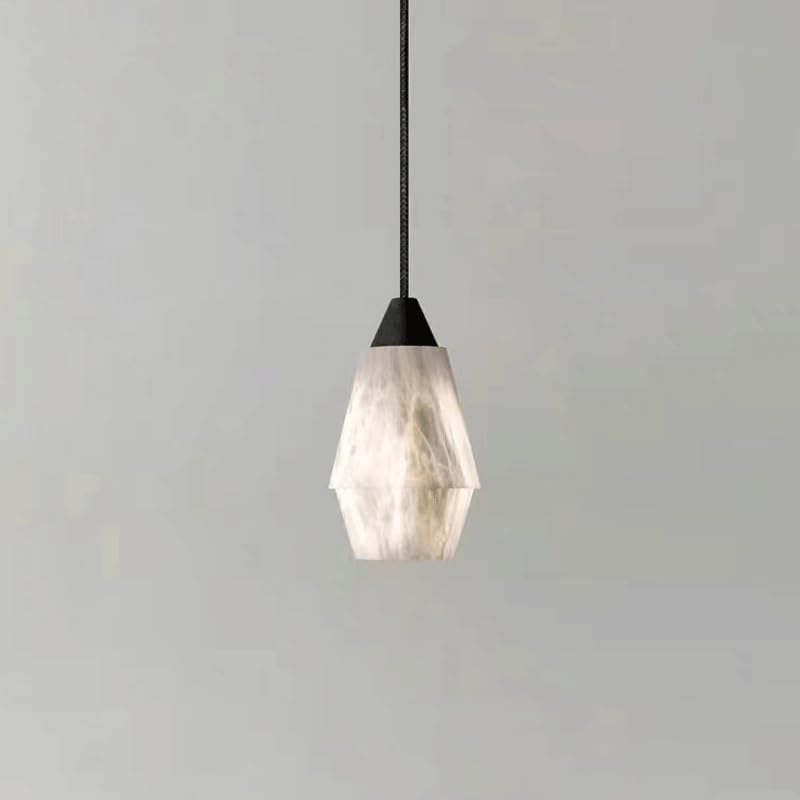 GHBSDNEPP 8.3In Natural Alabaster Glass Light Pendant, Nordic Modern Simple Chandelier, White Marble Ceiling Hanging Lamp with E14 Lamp Holder for Bedroom Dining Room Kitchen Island Sink(Type B)/One C