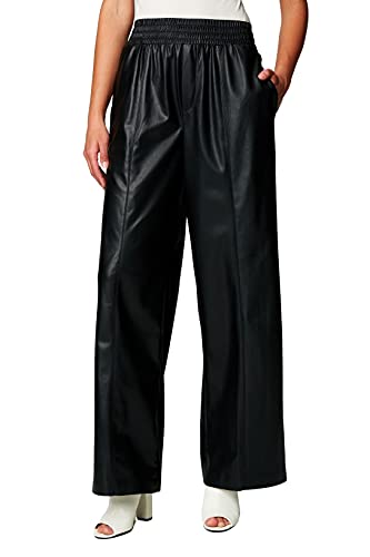 [BLANKNYC] Womens Luxury Wide Vegan Leather Pants, Fashionable Leggings, Comfortable Trousers, Casual Wear, Off The Record, X-Small