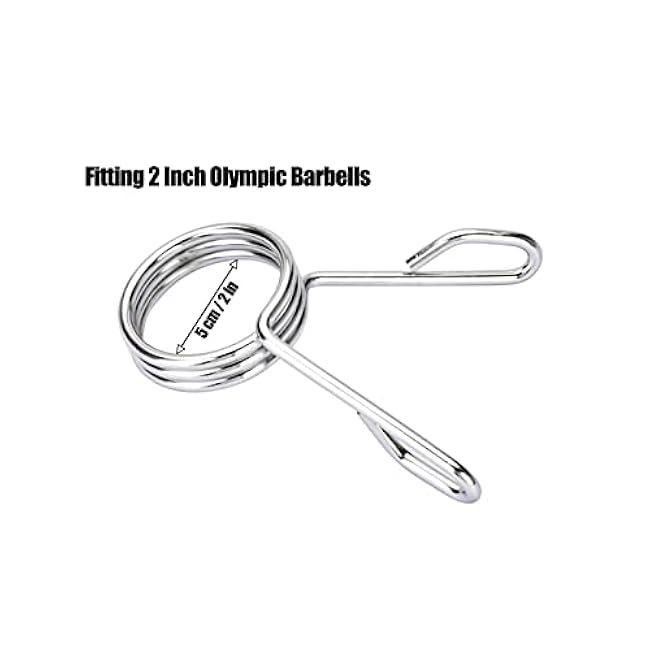 AccEncyc Spring Clip Collars 2 Inch Olympic Barbell Clamps Dumbbell Clips Weight Bar Clips for Weightlifting, Powerlifting, Strength Training