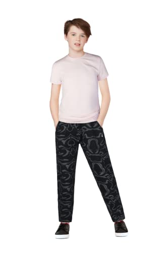 Image of Gini & Jony Boys Black Printed Cotton Track Pant Elasticated