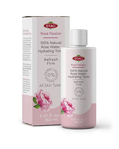 OTACI Rose Passion 100% Natural Rose Water Hydrating Toner, Facial Skin Moisturizer Hydrating Natural Cleanser