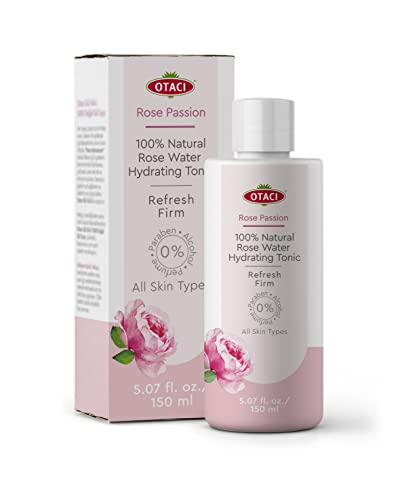 OTACI Rose Passion 100% Agua de Rosa Natural, Tónico Facial Hidratante, Agua de Rosa de Damasco Pura, Limpieza Facial, Refrescante, Reafirmante, Naturalmente Vegano