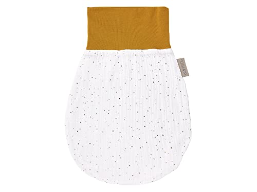 KraftKids Trappelzak mousseline gouden stippen op wit voor de herfst/winter van mousseline katoen en warme fleece verkrijgbaar in twee maten