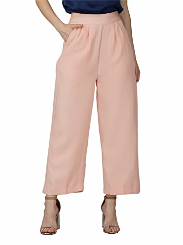 Image of fabcoast High Waist Wide Leg Loose Relaxed fit Women Pants - Flare Style, Half Waistband, Soft and Breathable Fabric - Ideal for Casual and Formal Wear.
