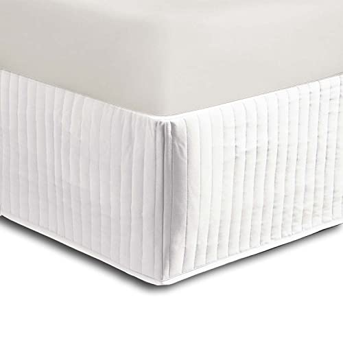 Luxton Quilted Bed Valance Queen Size, White Color Stretchable Easy Fitted Bed Skirt / Valance ( Queen Size, White)