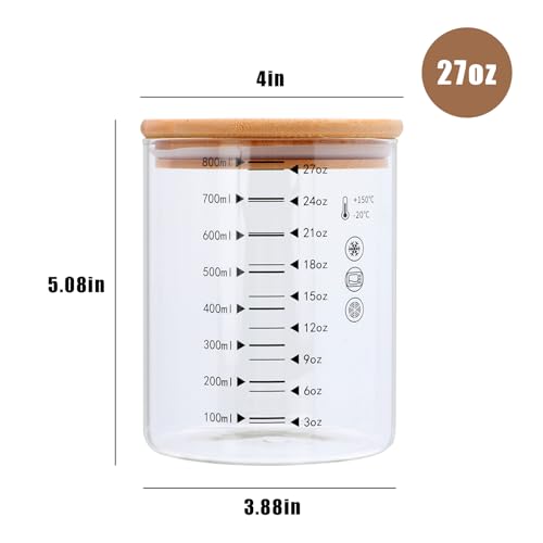 27 oz Glass Storage Containers with Lids, Sealed Food Jars Kitchen Jars for Tea, Spices, Flour, Coffee Beans, Pasta or Gift Giving, Pack of 2