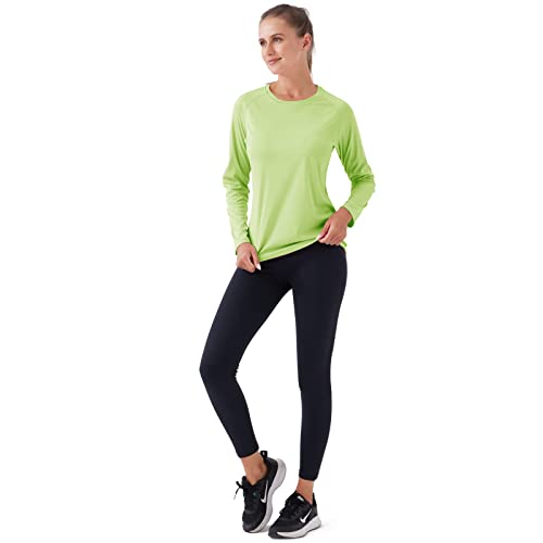 Naviskin Women's Upf 50+ Sun Protection Long Sleeve Shirts Rash Guard Shirts Quick Dry Lightweight Hiking Shirts Lemon Green Size L #TOP2
