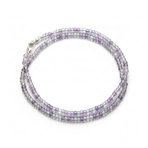 Collier de perles de fluorite naturelle violette rondelle cristal vertus curatives