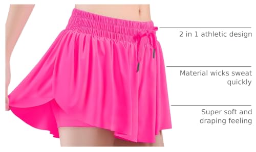 Image of HASMES Girls Butterfly Shorts Teen Flowy Athletic Shorts for Running Dance Cheer 5-14Y