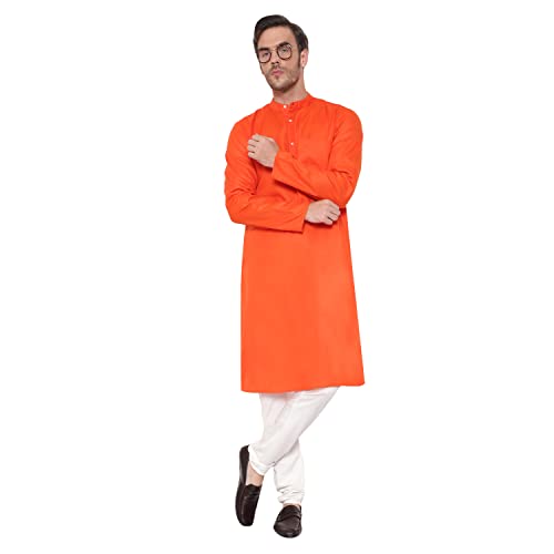 Image of LATEST CHIKAN Men's Cotton Blend Regular Solid Kurta Pyjama Set - Casual Ethnic Set