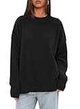 Darong Women's Oversized Sweater Crewneck Long Sleeve Soft Fuzzy Knit Pullover Sweaters 2024 Fall Fashion Warm Tops Clothes 9101 Black M