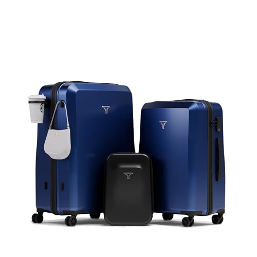 Image of Check-in Combo (Large - 75cm and Medium - 65cm) Trolley Bag & Free Backpack, Built-in Digital Weighing Scale, Cup Holder, 8 Smooth Wheels, ABS Hooks, PC Hard-Shell (Checkin Combo, Indigo)