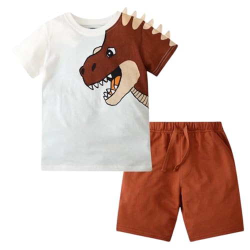 Image of Boy Shorts Sets Dinosaur Animal Print Shirt Summer Outfits Set 2pcs Casual Clothes