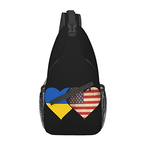 Mochila bandolera unisex con bandera de Ucrania y EE.UU. miniatura 2