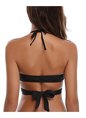 SHEKINI Womens Push Up Bikini Top Halter Bandage Bathing Suits Tops Criss Cross Swimsuits Top Only2