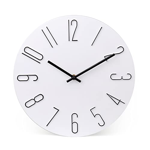 12 Inch Modern White Woodgrain Wall Clock product image