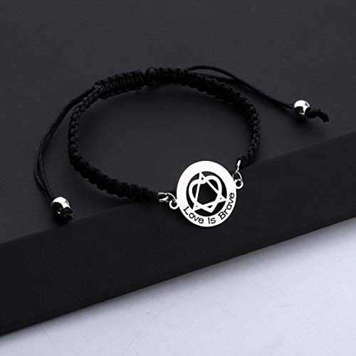 BEKECH Adoption Bracelet Love is Brave Intertwined Heart and Triangle Adoption Symbol Charm Braided Bracelet for Stepmom3