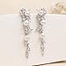 Sonateomber Silver Pearl Prom Long Dangle Earrings for Women, Elegant Rhinestone CZ Leaf Butterfly Bridal Earing Wedding Fashion Jewelry Gift
