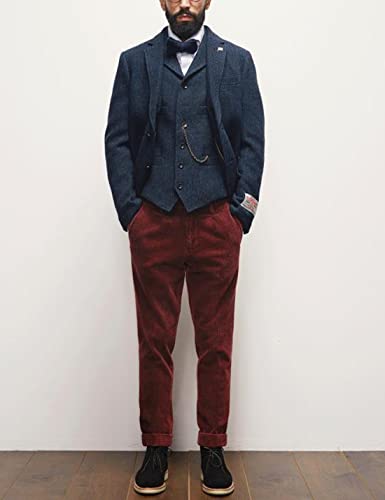 Snoly Men's Wool Tweed Suit Vests Herringbone Formal Waistcoat Plus Size for Tuxedos Wedding Groom Vest3