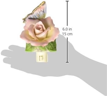 Miniatura 3 de Cosmos 2127 - Luz nocturna de mariposa iluminada de porcelana fina, rosa de la paz, 3 pulgadas