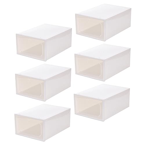 MUCKLILY 6Pcs Capacity Transparent Plastic Storage Boxes with Drawer Type Design for Easy Shoe Organization and Maintenance and Shoe Container
