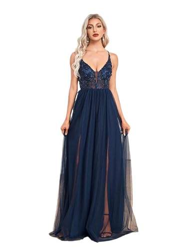 Women Evening Dress Sexy Hollowing Applique Backless A-Line Tulle Dress Chiffon Slit Long Party Cocktail Dress