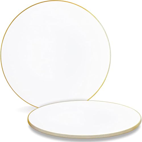 Platos cargadores blancos martillados de plástico orgánico 13" (Pack x4)