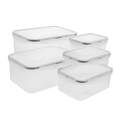FUNNETOYU 5 Piezas juego de verduras y Cesta de almacenaje almuerzo organizadores congelable Contenedores de almacenamiento de alimentos cajas de comida herméticas páginas Transparente