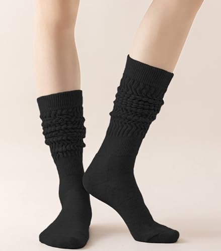 Image of Slouchy Socks for Women Stretchy Knee-High Scrunch Socks Soft Long Slouch Boot Socks
