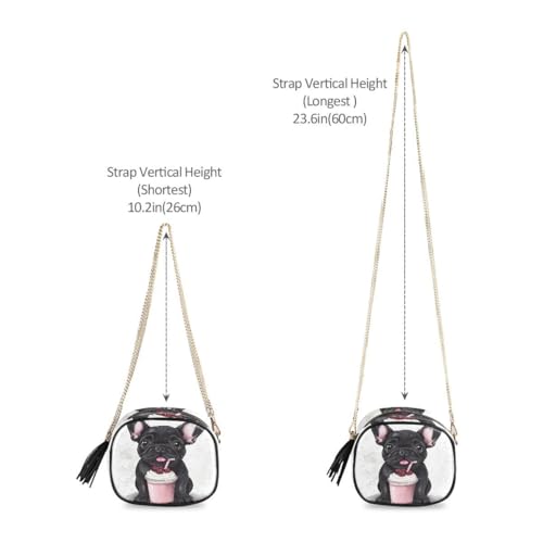 ALAZA Women's Cute Cartoon French Bulldog with Smoothie PU Leather Crossbody Bag Shoulder Purse with Tassel4