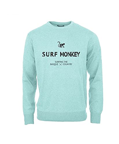 SURF MONKEY Sudadera orgánica con Cuello Redondo (Hielo - L)