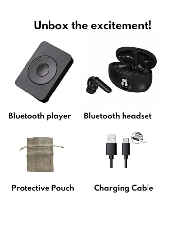 Image of Xzor Bluetooth MP3 Player with Wireless Earbuds, Built-in Speaker, Auto Pairing, 128GB Memory Card Support, Rechargeable Portable Audio Player