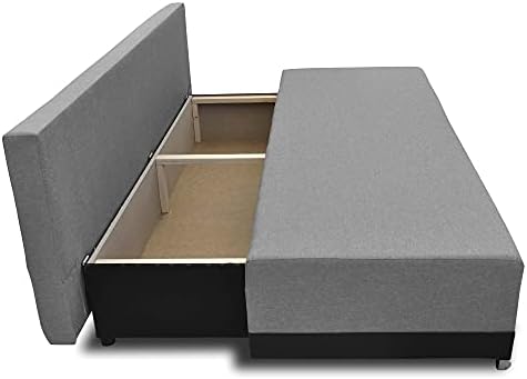 6. Bild von bonni Schlafsofa Orlean, Sofa mit Bettkasten und Schlaffunktionn, Klappsofa, Schlafcouch, Bettsofa 87 x 195 x 80 cm, Couch vom Hersteller, Couchgarnitur, Sofagarnitur (schwarz)