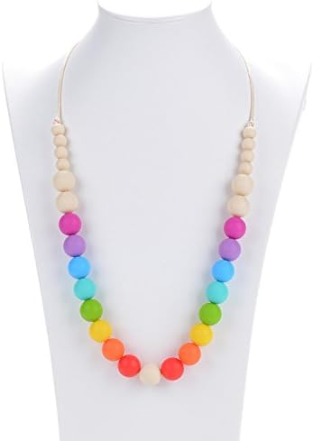 Baby Teething Necklace for Mom, Silicone Teething Chewbeads, BPA Free, Teether Toy, Anti-Inflammatory, Reduce Teething Pain, Nursing Necklace for Breastfeeding - Baby Newborn Shower Gift - Multicolor 3