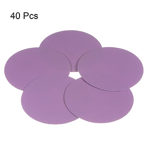 uxcell 40pcs 1200 Grit Purple Sanding Discs 3 Inch Hook and Loop Aluminum Oxide Orbital Sanding Pads Paper Wet Dry Polish for Metal Woodworking Drywall - Image 3