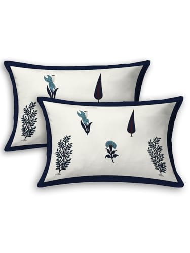 Image of LIVING ROOTS Jaipuri Hand Block Print King Cotton Bedsheet 86 * 104 inches (7 * 8.5 feet) with 2 Pillow Cover | 210 TC | Rich Fast Colour with No Colour Bleeding | (036-C)