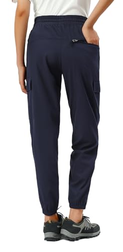 MOERDENG Women's Quick Dry Hiking Pants Lightweight Elastic Waist Cargo Pants Water Resistant Rain Pants for Women - Image 4