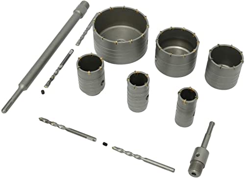 12Pcs 35Mm To 110Mm Sds Plus Shank Masonry Hole Saw Cutter Wall Drill Bit Kit, Extension Shank Drill Bit Cutting Tools With Wrench For Brick Concrete Cement Stone #TOP14